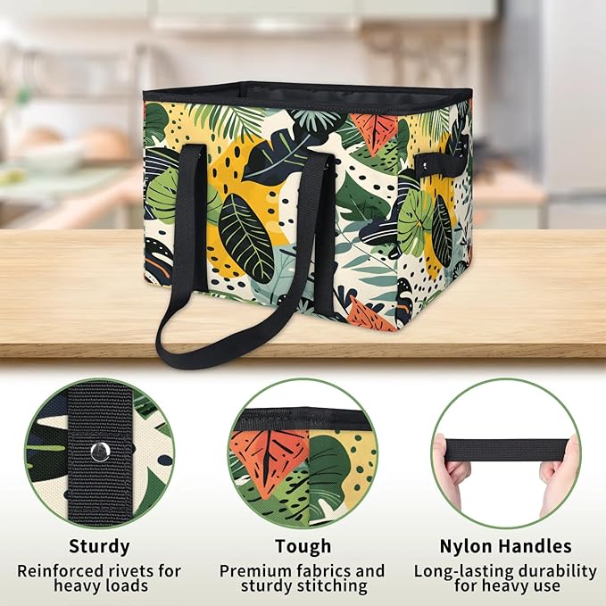 Reusable Grocery Bag, Foldable Large Shopping Tote Bag for Groceries Kitchen Picnic Car Trunk