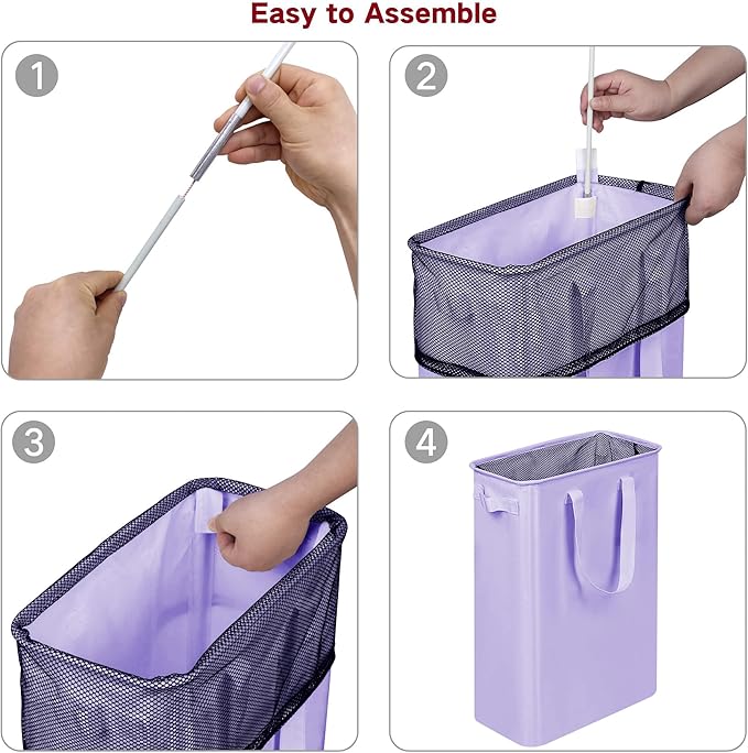 efluky Slim Laundry Basket, Narrow Laundry Hamper with Handles, Collapsible Dirty Clothes Hamper, Tall Laundry Bin for Laundr
