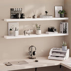 Ballucci Floating Shelves, 55" Wood Wall Shelf Set of 2, with Invisible Brackets for Bathroom, Living Room, Bedroom, Kitchen,
