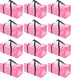 PANDA JOYS 12 Pack Extra Large Moving Bags with Zippers & Carrying Handles, Heavy-Duty Storage Tote for Space Saving Moving S