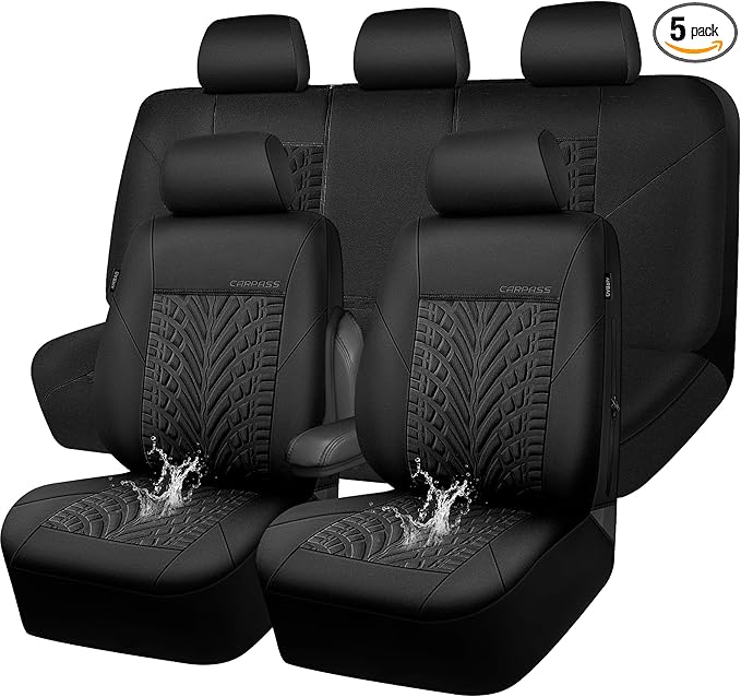 CAR PASS Neoprene Waterproof Seat Covers Full Sets, Wetsuit Car Seat Covers 5 Seats Universal Fit for Vans, Truck, SUV, 3D Ty