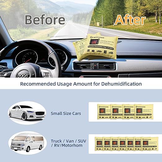 6 Pack 120G Reusable Silica Gel Desiccant Dehumidifier Bags, Color Indicating Moisture Absorbers for Car, Closet, Garage,