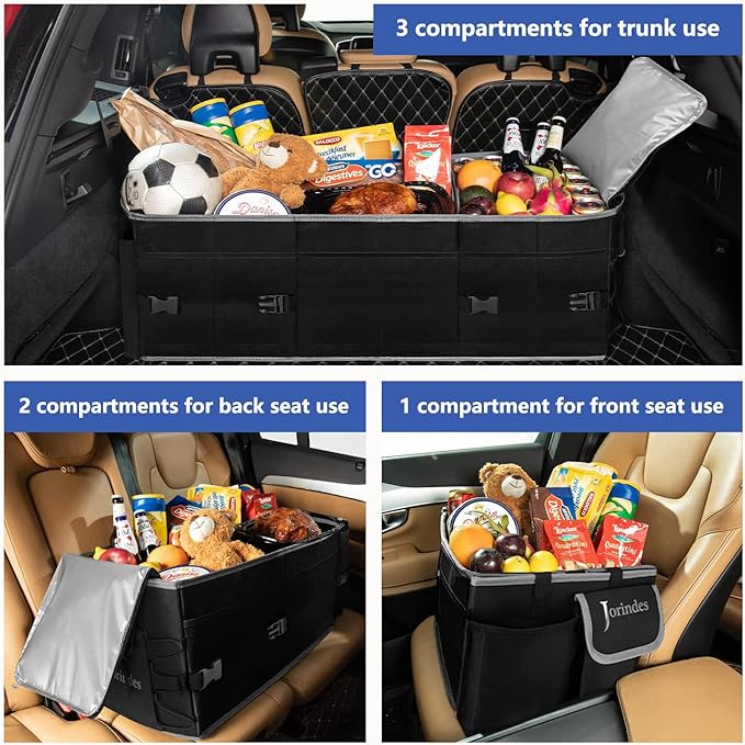 Trunk Organizer With Built-In Insulated Leak Proof Cooler Bag,Collapsible Cargo Organizer For Suv With Non Slip Bottom