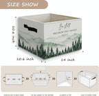 Forest Christian Basket Foldable Storage Bins Box with Handles, Be Still and Know That I Am God Bible Verse Religious Collaps