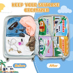 Paterr 7 Pcs Packing Cubes for Travel Kids Days of Week Compression Packing Cubes Colorful Luggage Organizers Suitcase Camp (