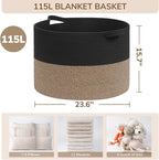 INDRESSME 115L Extra Large Storage Baskets for Organizing, Blanket Basket Living Room Dog Toy Bin, Wicker Storage Woven Laund