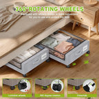 Under Bed Storage with Wheels, 2-Pack Under the Bed Storage Containers with Clear Lids & Label, Underbed Storage Bins, XXL 60