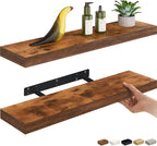 Ballucci Floating Shelves, 24" Wood Wall Shelf Set of 2, with Invisible Brackets for Bathroom, Living Room, Bedroom, Kitchen,