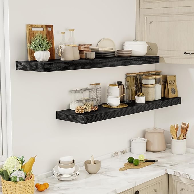 55 Inch Floating Shelves, 12" Deep Floating Shelf Wall Mounted, 55" Wall Shelves, Rustic Deep Bookshelf, Extra Deeper & Thick