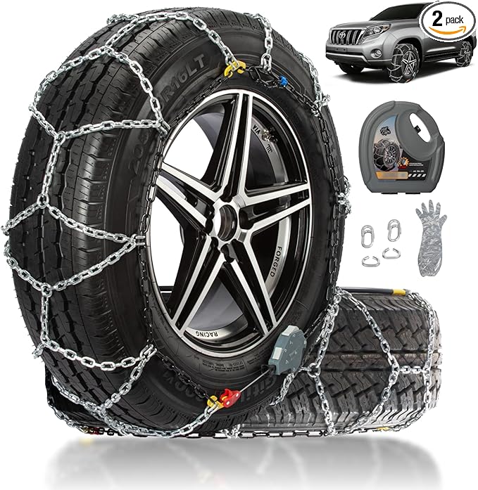 Auto Fixing Snow Chains for Pickup Trucks & SUVs Off-road, Heavy Duty Quick Fit & Easy Installation Snow Tire Chains, Portabl