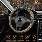 Mossy Oak Camo Steering Wheel Cover, Durable Grip Car Steering Cover, Universal Fit 14.5"–15.5" - Made with Premium Green PVC