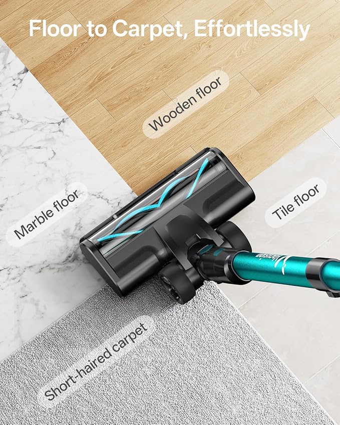 Cordless Vacuum Cleaner, 8-in-1 Cordless Stick Vacuum Cleaner with 3 Suction Modes, Up to 45mins Runtime, Rechargeable, Self-