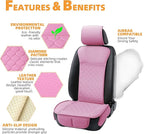 Elantrip 2PCS Front Car Seat Covers Pink Leather Auto for Women Airbag Compatible Diamond Pattern PU Seat Cover Universal Fit