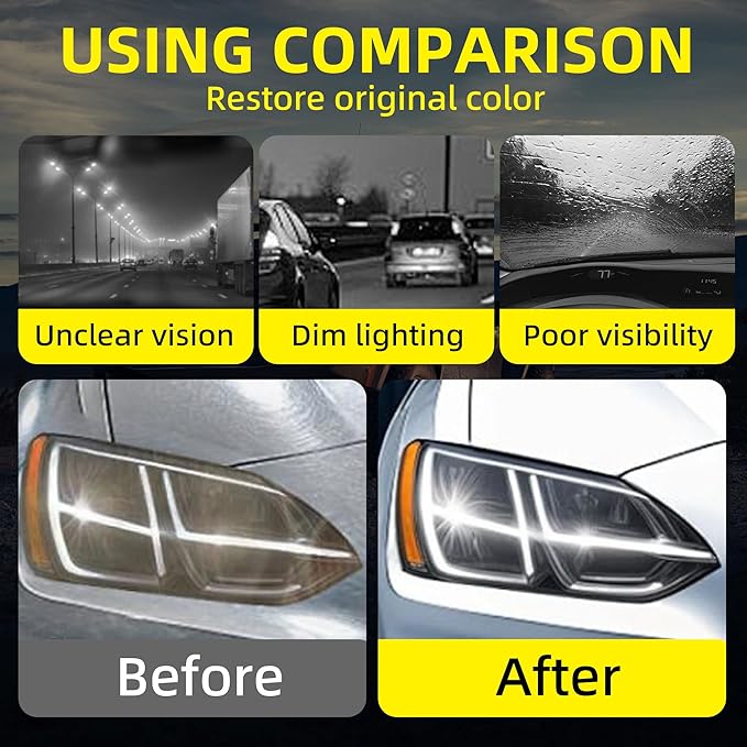 Automotive Headlamp Restoration Fluid Kit, 2025 New Headlight Restoration Kit, Multifunctional Car Headlight Polishing Repair