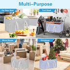 LHZ.K Standing Extra Large Utility Tote Bag 2 Pack, Foldable Reusable Grocery Bags with Metal Wire Frame & Hard Bottom Board