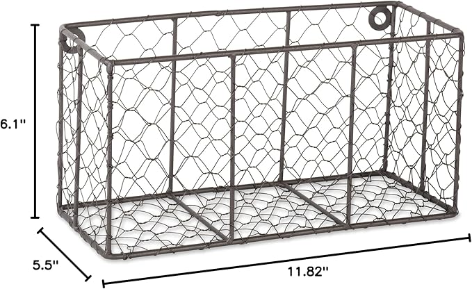 DII Chicken Wire Collection Farmhouse Vintage Wall Baskets, Small Basket, Vintage Grey
