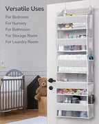 ULG 1 Pack Over Door Organizer with 5 Large Pockets 10 Mesh Side Pockets, Upgraded Linen Texture Over The Door Storage, 44 lb
