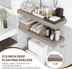Deep Floating Shelves | 36 Inch Grey Floating Shelves Set of 2 | 12 Inch Deep Rustic Wood Shelves for Wall | 36" W x 12" D Gr