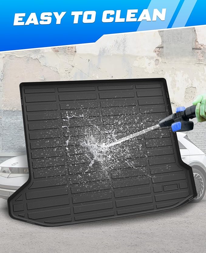 Sunsdrew Cargo Liner for 2022 2023 2024 Hyundai Ioniq 5 Accessories TPE Cargo Mat All Weather Odorless Anti-Slip Rear Cargo Tray Heavy Duty Trunk Mat Black Trunk Floor Liners