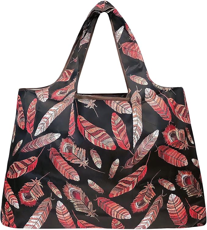 allydrew Large Foldable Tote Nylon Reusable Grocery Bags, 6 Pack