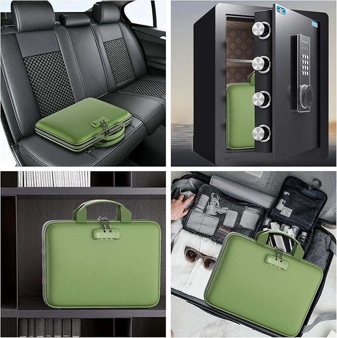 Fireproof File Organizer with Lock, Hard Case Fireproof Document Box with 13 Colorful Pockets Accordion File Folder, Importan