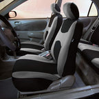 FH Group 3 Row Set 7 Seater Light & Breezy Flat Cloth Car Seat Covers, Combo Steering Wheel Cover & Seat Belt Pads, Airbag an