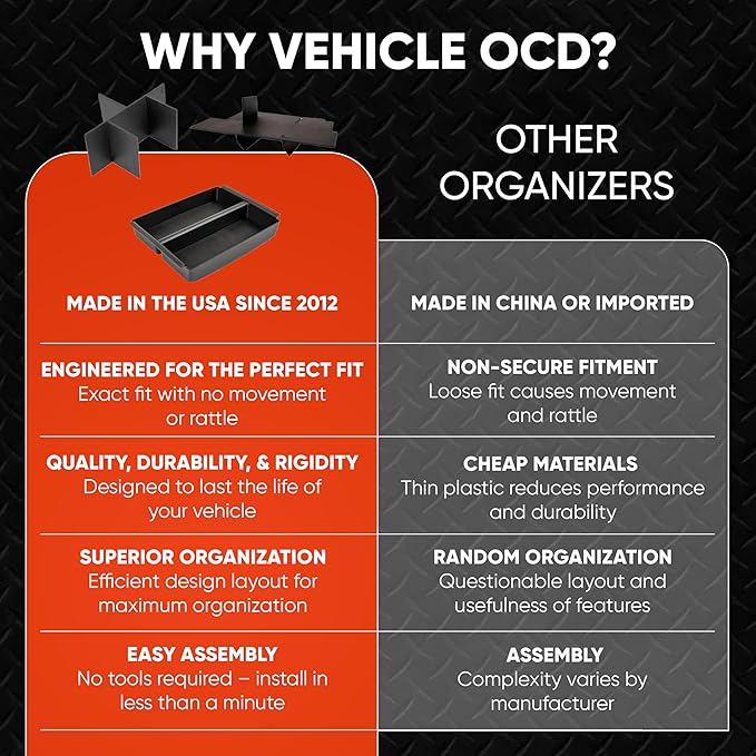 Vehicle OCD – Center Console Divider, Tray, and Glove Box Organizer for Toyota Tacoma (2024-2026) – Made in USA - (NOT for Tacoma i-FORCE MAX hybrid) - SLX514