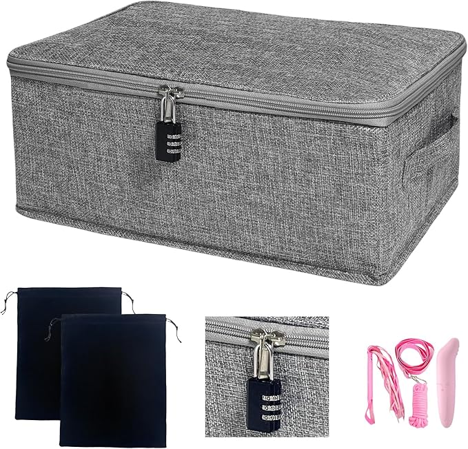 Locking Game Toy Storage Organizer Lock Box Toy Storage Bins Game Toys Storage Bags with 2 Drawstring Bags, Large capacity 15