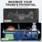 Bold Color Block Trunk Organizer | 95L, 35"x13.8"x11.8" | Dedicated Shoe Storage & 26L Ice Pack | Foldable for SUV/Car/Jeep