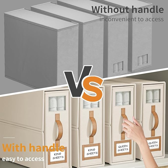 8 Pack Bed Sheets Organizers And Storage,Sheets Set Folder Keeper with Handle,Foldable Bedding Storage Box For Linen Closet,D