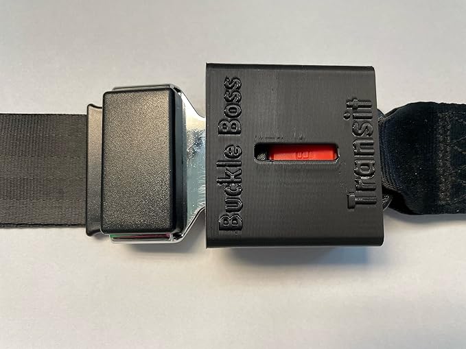 Buckle Boss Transit – Seat Belt Guard for Front-Facing Button Belts – Compatible with School Buses, Wheelchairs, Golf Carts