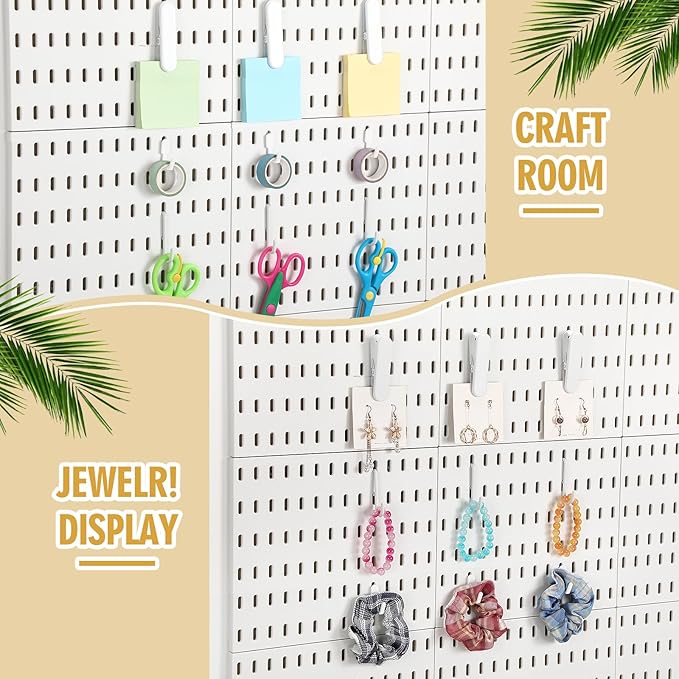 Kathfly 30pcs Pegboard Accessories 10 Clips 20 Hooks, Peg Board Accessory Kit for Wall Organizer Compatible with IKEA Skadis 