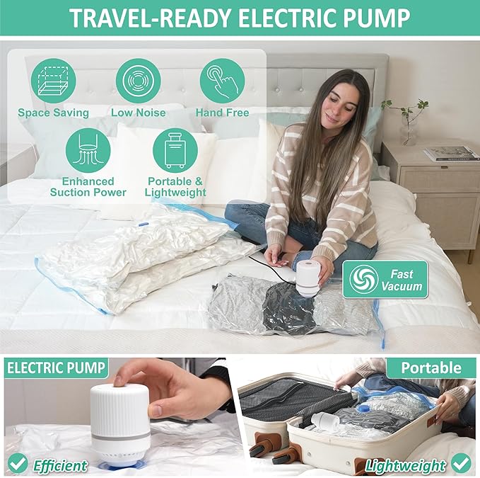Cozy Essential Vacuum Storage Bags, Space Saver Bags，Compression for Comforters and Blankets, Pillow, Bedding, Sealer Clothes