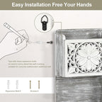 Mail Organizer Wall Mounted, 2 Slots Key Holder for Wall with 8 Hooks, Rustic Wood Key Rack with Shelf for Entryway Hallwall 