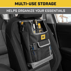 CAT® Car Seat Organizer for Cars Trucks SUVs, Removable Portable On-The-Go, Securely Attaches to Front or Rear Seats, Adjustable Straps, Car Accessories Compact Caddy for Travel Driving - Black
