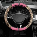 Road Comforts Leopard Steering Wheel Cover for Women, Cute Anti-Slip Microfiber Leather, Fits D Shape Flat Bottom Steering Wh