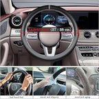 Black Gray Car Steering Wheel Cover, Nappa Leather, Bottom Color Blocking, Universal 14.5-15 Inch Leather Anti-Slip Breathabl