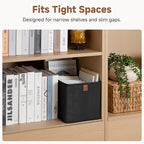 StorageWorks Narrow Baskets for Storage, Fabric Storage Bins, Small Baskets for Organizing with PU Handle, Great for Clothes,