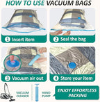 Cozy Essential Vacuum Storage Bags, 80% Compression Vacuum Seal Space Saver Plastic Packaging Bags for Clothes, Blankets, Pil