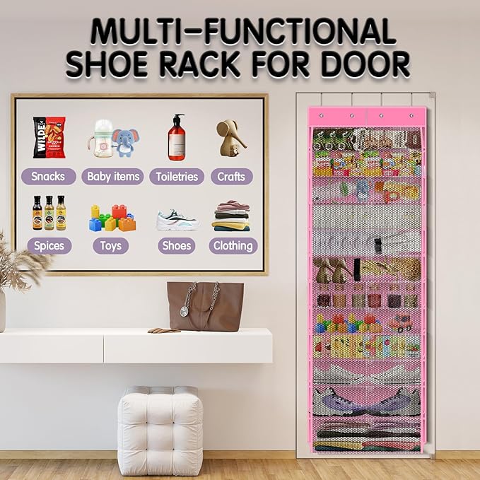 Kotkn Over The Door Shoe Organizer with 12 Large Breathable Pockets - Durable Hanging Storage for the Entire Family's Shoes (