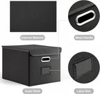 Hleelomi Collapsible File Box with Lid & Plastic Slide - Hanging Document Organizer for Office/Home, 14.96x12.6x10.83 Inch,De