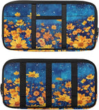 Floral Zippered Tactical Car Sun Visor Organizer, Automotive with Picture Holder Sun Visor Storage Pouch with Adjustable Straps and Pockets Easy Installation Universal Fit for Most Cars SUV