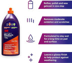 3M Perfect-It Gelcoat Medium Cutting Compound + Wax, 36106, 1 Quart, One-Step Process, P1500 and Finer Scratches, Fiberglass Oxidation Remover for Boats and RVs