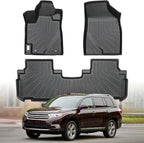 Floor Mats for Toyota Highlander 2008 2009 2010 2011 2012 2013 Non Hybrid, All Weather TPE Floor Liners, 3D Waterproof Custom Fit Car Accessories, Front & Rear Row Anti-Slip Mat Set