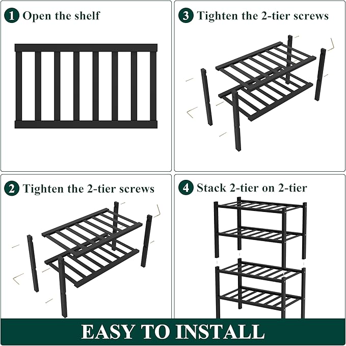 Smiry Bamboo Shoe Rack for Closet, 4 Tier Small Wooden Stackable Shoe Organizer, Free Standing Shoes Storage Shelf for Entryw