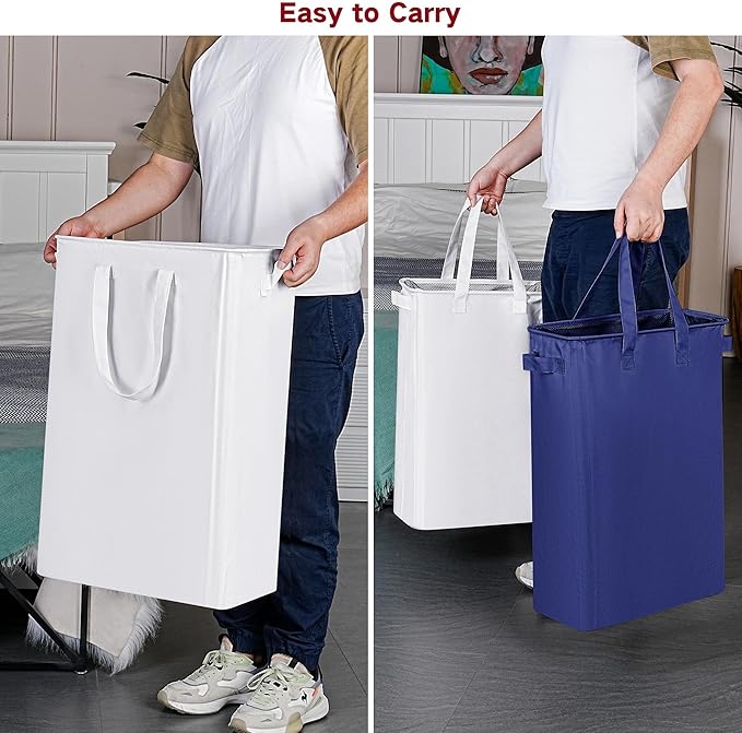efluky Slim Laundry Basket, Narrow Laundry Hamper with Handles, Collapsible Dirty Clothes Hamper, Tall Laundry Bin for Laundr