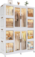 Montary Portable Kids Closet, Children's Wardrobe Closet with Transparent Doors, Plastic Baby Wardrobe Storage Cabinet with 1