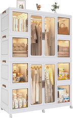 Montary Portable Kids Closet, Children's Wardrobe Closet with Transparent Doors, Plastic Baby Wardrobe Storage Cabinet with 1