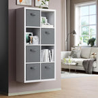 Storage Cubes Pack Of 8 - Standard Size Cube Storage Bin 10.5x10.5x11 With Dual Handles For Easy Carrying- Fabric Storage Bin