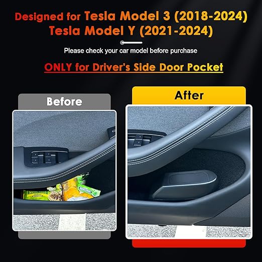 for Tesla Model Y Trash Can Tesla Model 3 Trash Bin for 2018-2025 Tesla Small Car Trash Can for Side Door Model 3 Front Left Door Trash Garbage Bin w/Lid (Tesla Left Side)